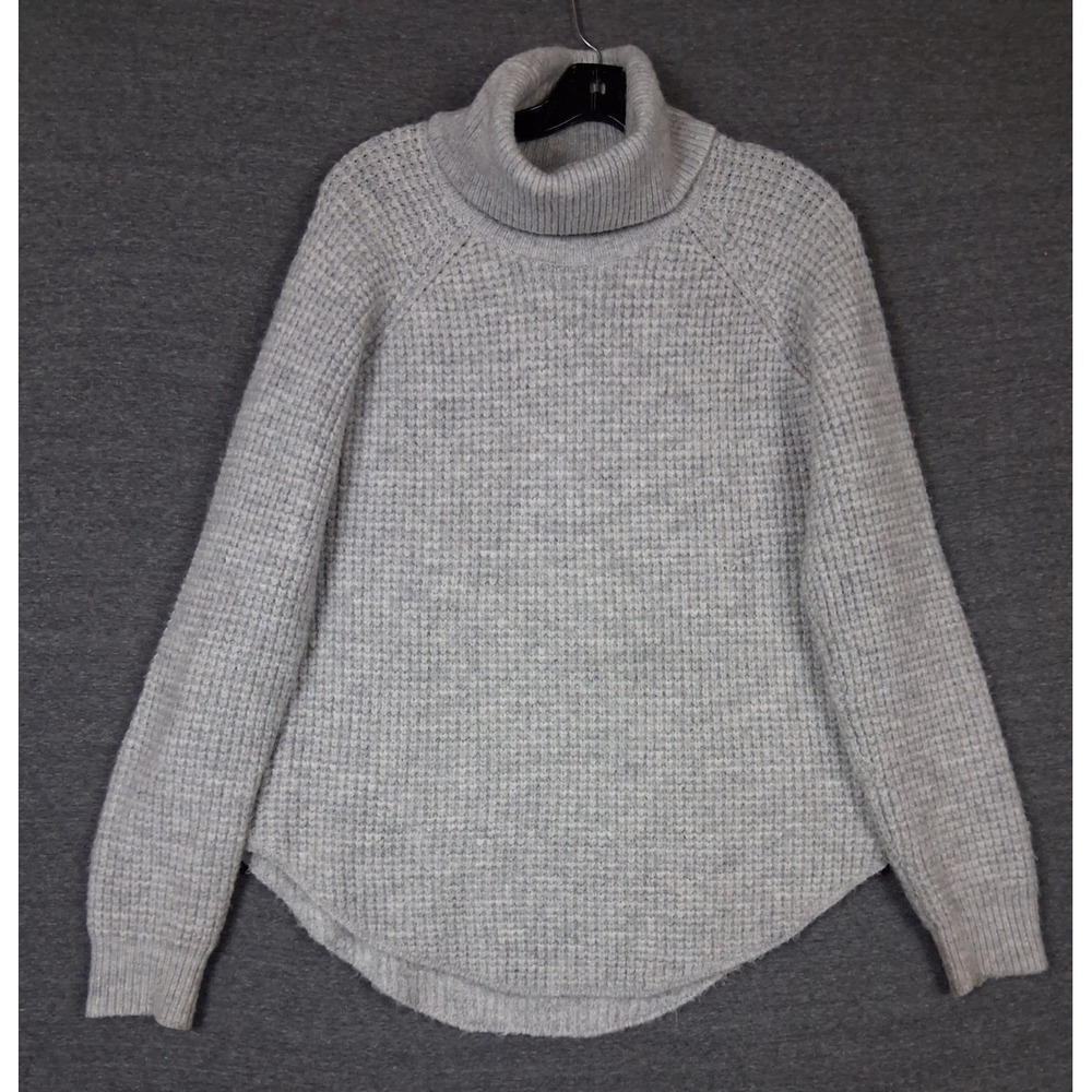 Kuhl Womens Sweater M Gray Basket Waffle Knit Turtleneck Soft Gorp PNW Cabincore